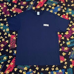 NRA National Rifle Association Bullet Flag Navy Blue Graphic Tee Shirt / Size XL